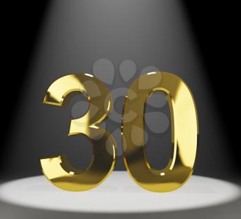 Gold 30th 3d Number Closeup Representing Anniversary Or Birthdays