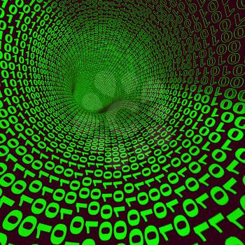 Abstract Binary Code Green Tunnel Showing Technology And Computing