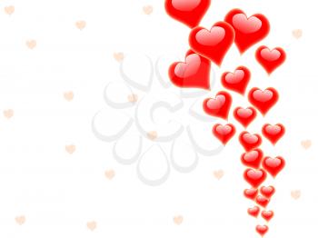 Hearts On Background Showing Romance Passion And Love