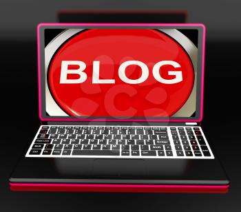Blog On Laptop Showing Internet Blogging Or Weblog Website