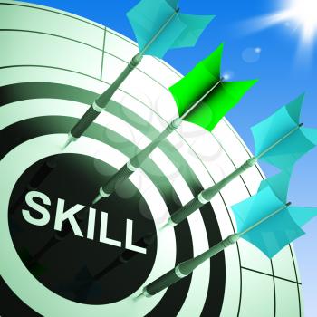 Skill On Dartboard Showing Expertise Or Skilled