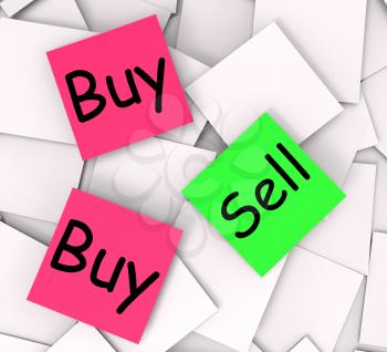 Buy Sell Post-It Notes Meaning Shopping Retail And Trade
