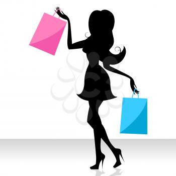 Woman Shopping Showing Retail Sales And Female