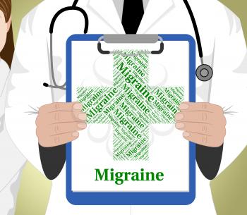 Migraine Word Showing Ill Health And Headache