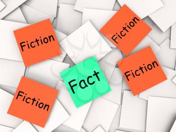 Fact Fiction Post-It Notes Meaning Truth Or Myth