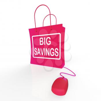 Big Savings Bag Showing Online Sales and Discounts