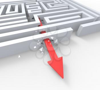 Break Out Of Maze Shows Overcome Puzzle Escape Solved