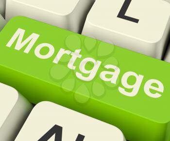 Mortgage Computer Key Shows Online Credit Or Borrowing