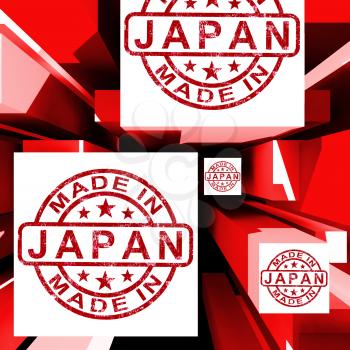 Made In Japan On Cubes Showing Japanese Industry And Factory