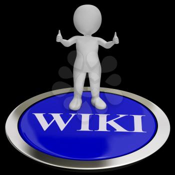 Wiki Button For Online Information Or Encyclopedia