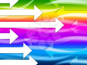 Multicolored Arrows Background Showing Colorful And Direction
