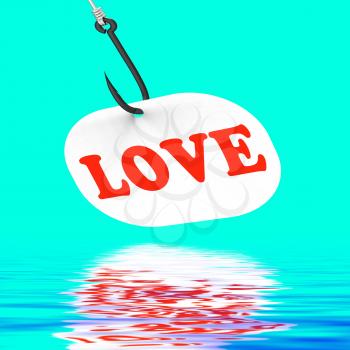 Love On Hook Displaying Romantic Seduction Or Flirting