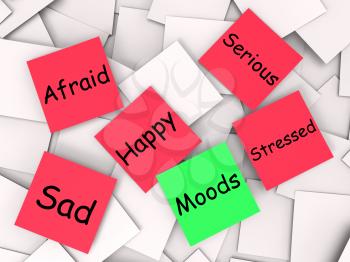 Moods Post-It Note Meaning Happy Sad Stressed Afraid
