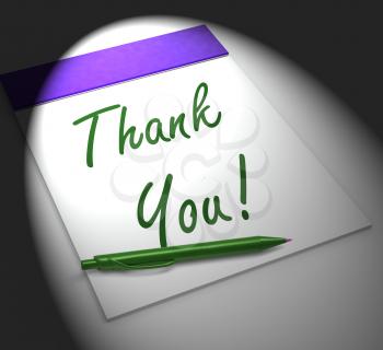 Thank You! Notebook Displaying Acknowledgment Gratitude Or Gratefulness