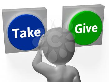 Take Give Buttons Showing Compromise Or Negotiation