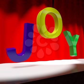 Joy Word On Stage Shows Symbol for Fun And Enjoyment Acting