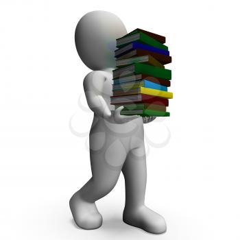 Student Carrying Books Shows Education And Studying