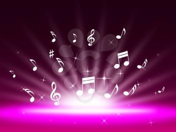 Purple Music Backgrond Showing Singing Melody And Pop
