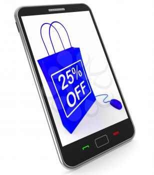 Twenty-five Percent Off Phone Showing Reductions in Price