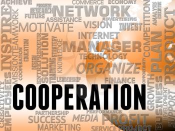 Cooperation Words Showing Teamwork Partnership And Unity