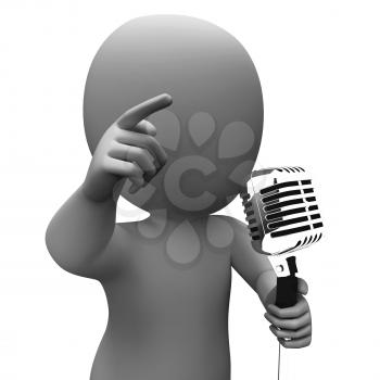 Singer Character Showing Music Or Speech Microphone Concert