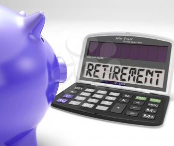Retirement On Calculator Showing Pensioner Retired Decision