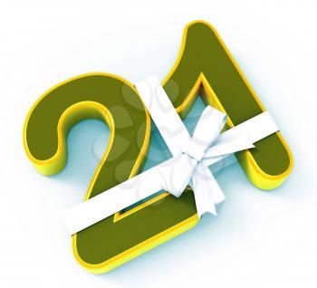 Number Twenty One With Ribbon Displaying Creative Design Or Birthday Adornment