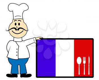 France Chef Indicating Cooking In Kitchen And Chef's Hat