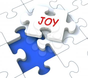 Joy Puzzle Showing Cheerful Joyful Fun Happy And Enjoy