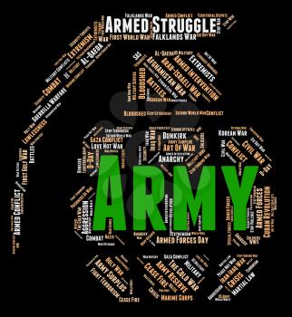 Army Word Indicating Military Service And Armed