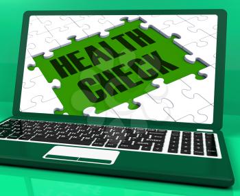 Health Check On Laptop Showing Medical Exams And Healthy Conditions
