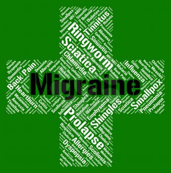 Migraine Word Showing Neurological Disease And Migraines