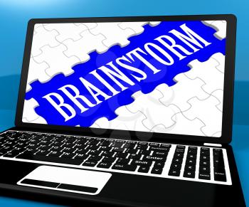 Brainstorm Puzzle On Notebook Showing Ideas And Inspiration For E-book