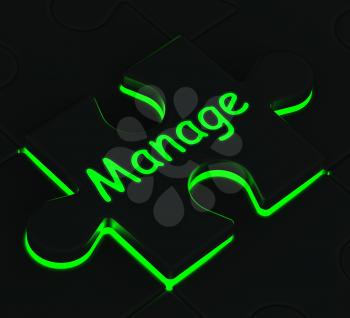Manage Glowing Puzzle Shows Business Manager And Supervising