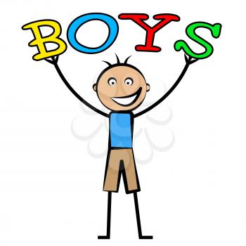 Boys Word Representing Male Youngster And Youth