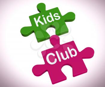 Kids Club Puzzle Showing Play And Fun For Children