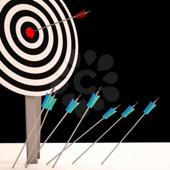 Arrow On Dartboard Shows Perfect Shot Or Precision