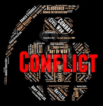 Armed Conflict Showing Wordclouds Bloodshed And Hostility