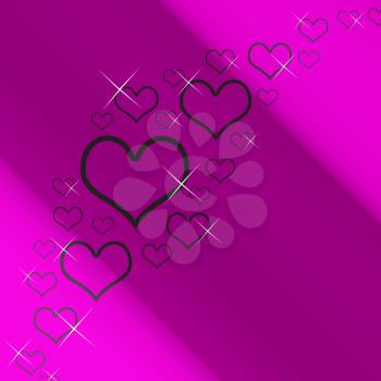 Mauve And Silver Hearts Background With Copyspace Shows Love Romance And Valentines