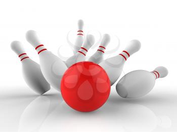 Bowling Strike Shows Ten Pin Skittles Game Success