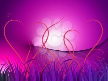Grass Heart Background Showing Romantic Landscape Or Wallpaper
