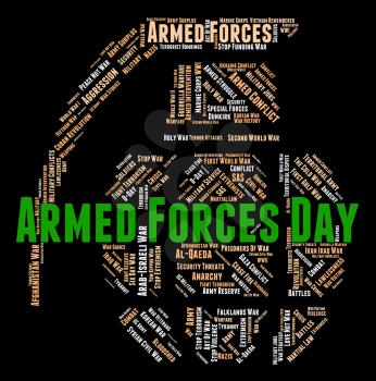 Armed Forces Day Indicating Fighting Machine And Army
