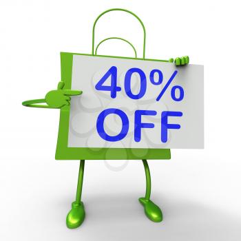 Forty Percent Reduced On Shopping Bags Shows 40 Bargains