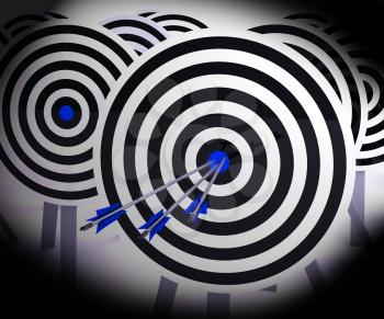 Triple Target Showing Focused Successful Accurate Goal