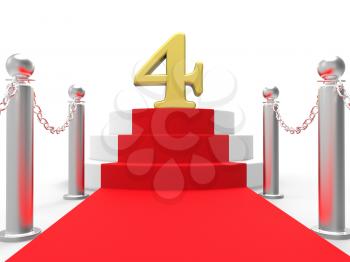 Golden Four On Red Carpet Showing Elegant Film Event Or Celebration
