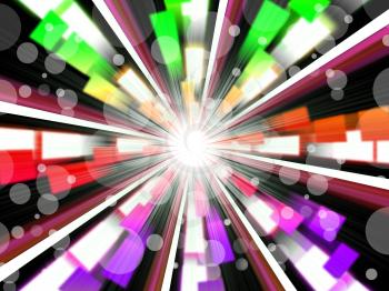 Wheel Background Showing Rainbow Beams And Bubbles
