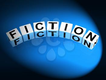 Fiction Dice Showing Fictional Tale Narrative or Novel