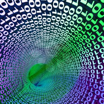 Abstract Binary Code Lighted Tunnel Shows Technology And Computing