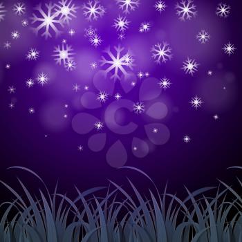 Snowflakes Purple Background Showing Wintertime Wallpaper Or Ice Pattern
