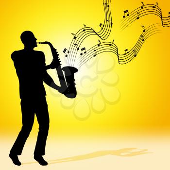 Saxophone Sun Indicating Jazz Music And Sunny